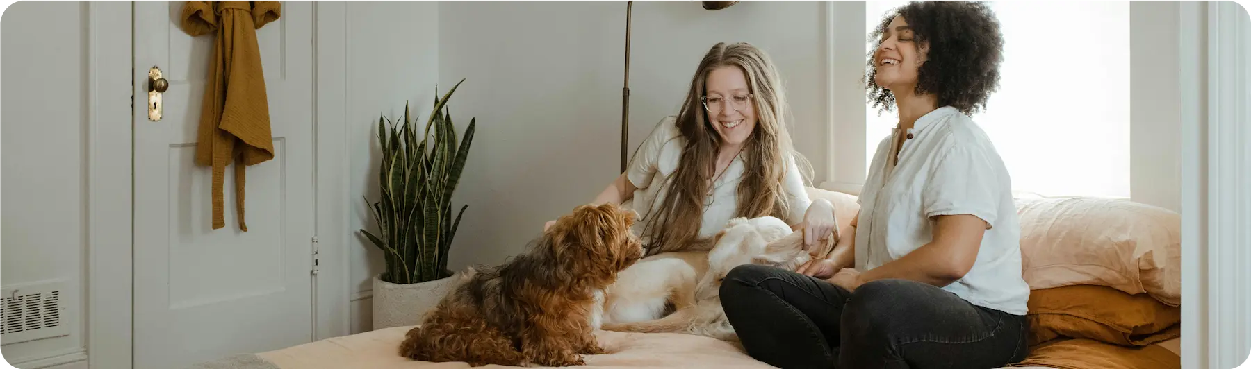two women with dogs