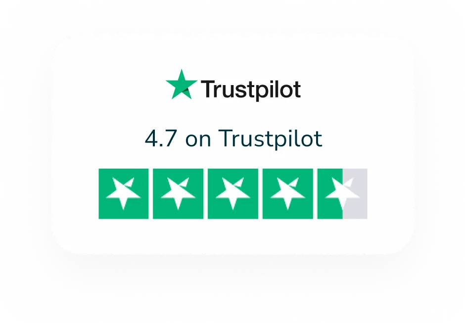 Trustpilot testimonials 4.7 stars